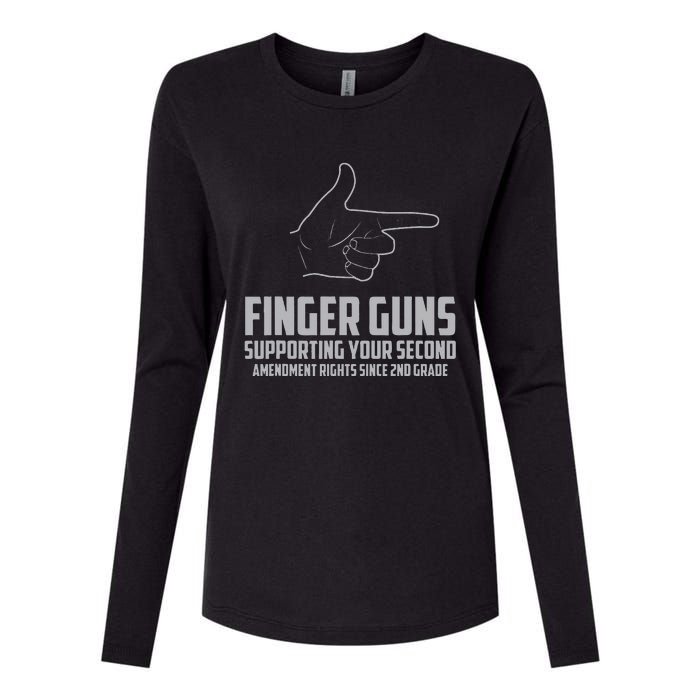 Finger Guns Supporting Your 2nd Amendment Rights Womens Cotton Relaxed Long Sleeve T-Shirt