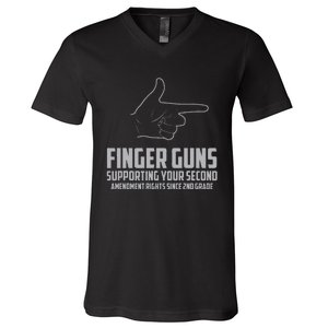 Finger Guns Supporting Your 2nd Amendment Rights V-Neck T-Shirt