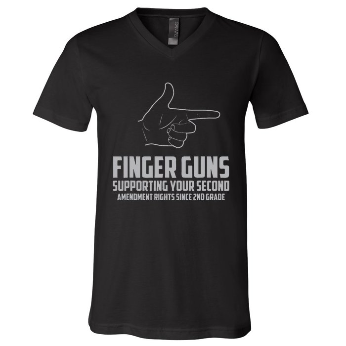 Finger Guns Supporting Your 2nd Amendment Rights V-Neck T-Shirt