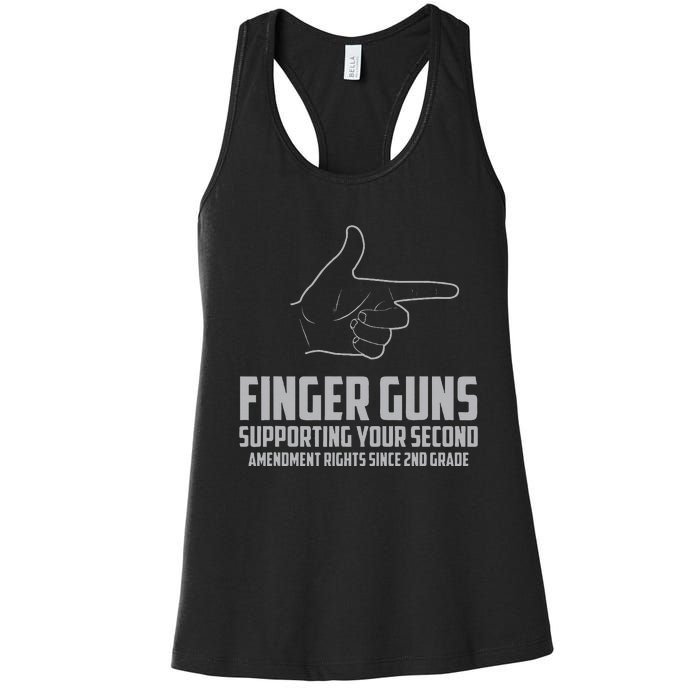 Finger Guns Supporting Your 2nd Amendment Rights Women's Racerback Tank