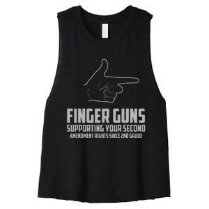 Finger Guns Supporting Your 2nd Amendment Rights Women's Racerback Cropped Tank