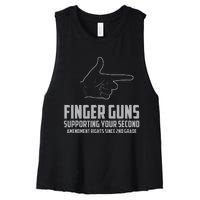 Finger Guns Supporting Your 2nd Amendment Rights Women's Racerback Cropped Tank