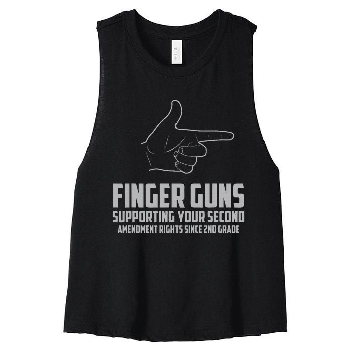 Finger Guns Supporting Your 2nd Amendment Rights Women's Racerback Cropped Tank