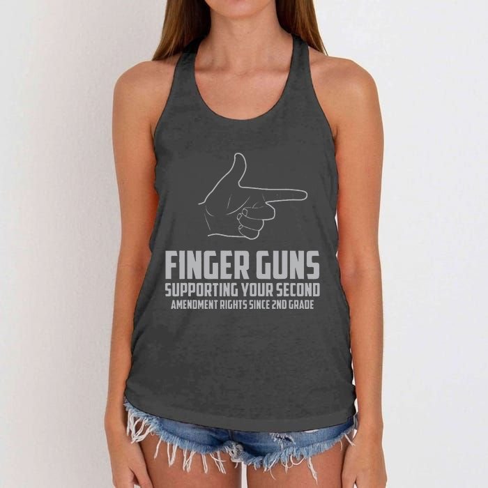 Finger Guns Supporting Your 2nd Amendment Rights Women's Knotted Racerback Tank