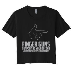 Finger Guns Supporting Your 2nd Amendment Rights Women's Crop Top Tee