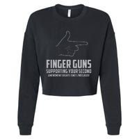 Finger Guns Supporting Your 2nd Amendment Rights Cropped Pullover Crew