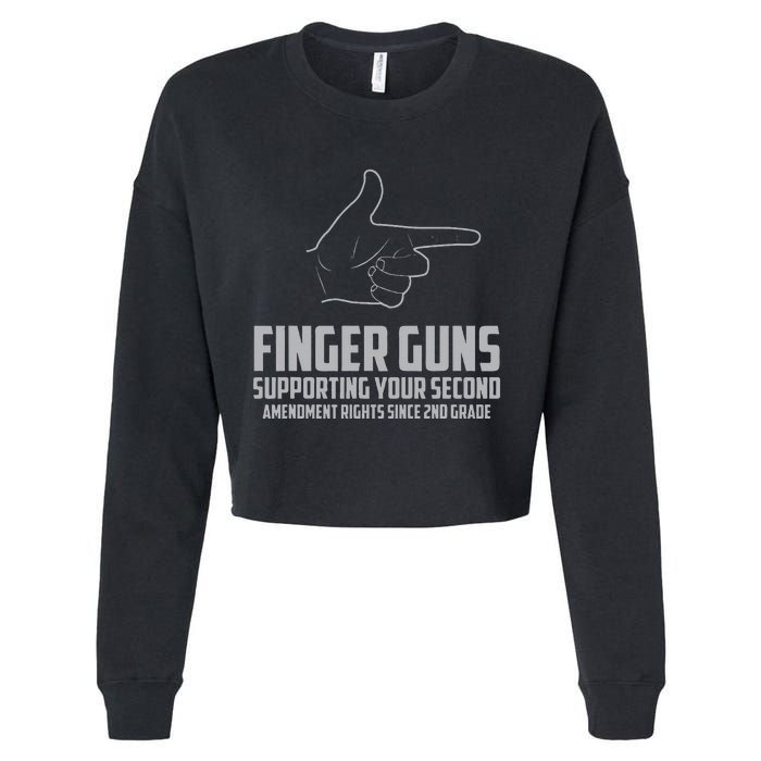 Finger Guns Supporting Your 2nd Amendment Rights Cropped Pullover Crew