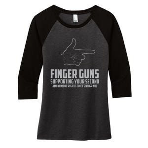 Finger Guns Supporting Your 2nd Amendment Rights Women's Tri-Blend 3/4-Sleeve Raglan Shirt