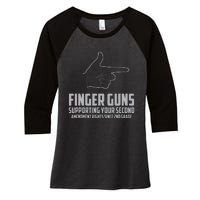 Finger Guns Supporting Your 2nd Amendment Rights Women's Tri-Blend 3/4-Sleeve Raglan Shirt