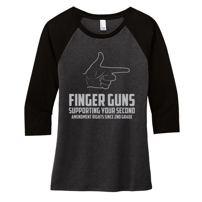 Finger Guns Supporting Your 2nd Amendment Rights Women's Tri-Blend 3/4-Sleeve Raglan Shirt