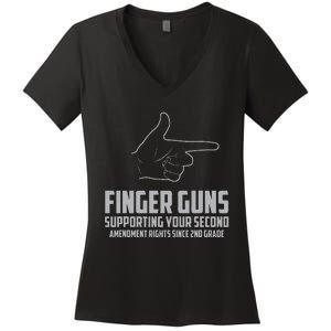 Finger Guns Supporting Your 2nd Amendment Rights Women's V-Neck T-Shirt