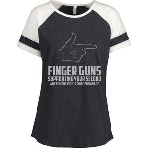 Finger Guns Supporting Your 2nd Amendment Rights Enza Ladies Jersey Colorblock Tee