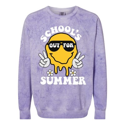 Funny Groovy Schools Out For Summer Graduation Teacher Colorblast Crewneck Sweatshirt