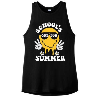 Funny Groovy Schools Out For Summer Graduation Teacher Ladies PosiCharge Tri-Blend Wicking Tank