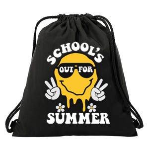 Funny Groovy Schools Out For Summer Graduation Teacher Drawstring Bag