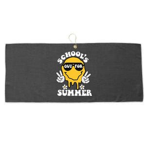 Funny Groovy Schools Out For Summer Graduation Teacher Large Microfiber Waffle Golf Towel