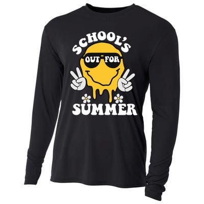 Funny Groovy Schools Out For Summer Graduation Teacher Cooling Performance Long Sleeve Crew