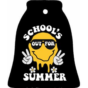 Funny Groovy Schools Out For Summer Graduation Teacher Ceramic Bell Ornament