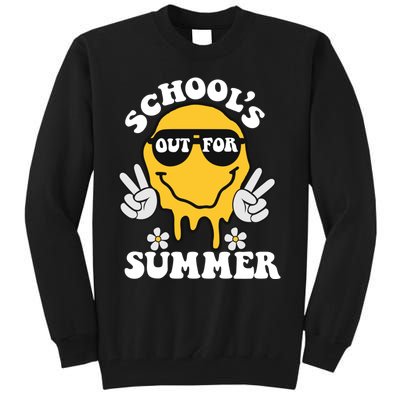 Funny Groovy Schools Out For Summer Graduation Teacher Tall Sweatshirt