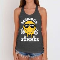 Funny Groovy Schools Out For Summer Graduation Teacher Women's Knotted Racerback Tank