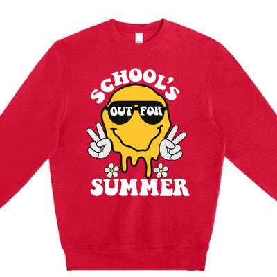 Funny Groovy Schools Out For Summer Graduation Teacher Premium Crewneck Sweatshirt