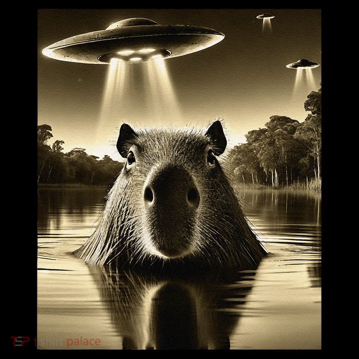 Funny Graphiccapybara Selfie With Ufos Weird Flat Bill Trucker Hat