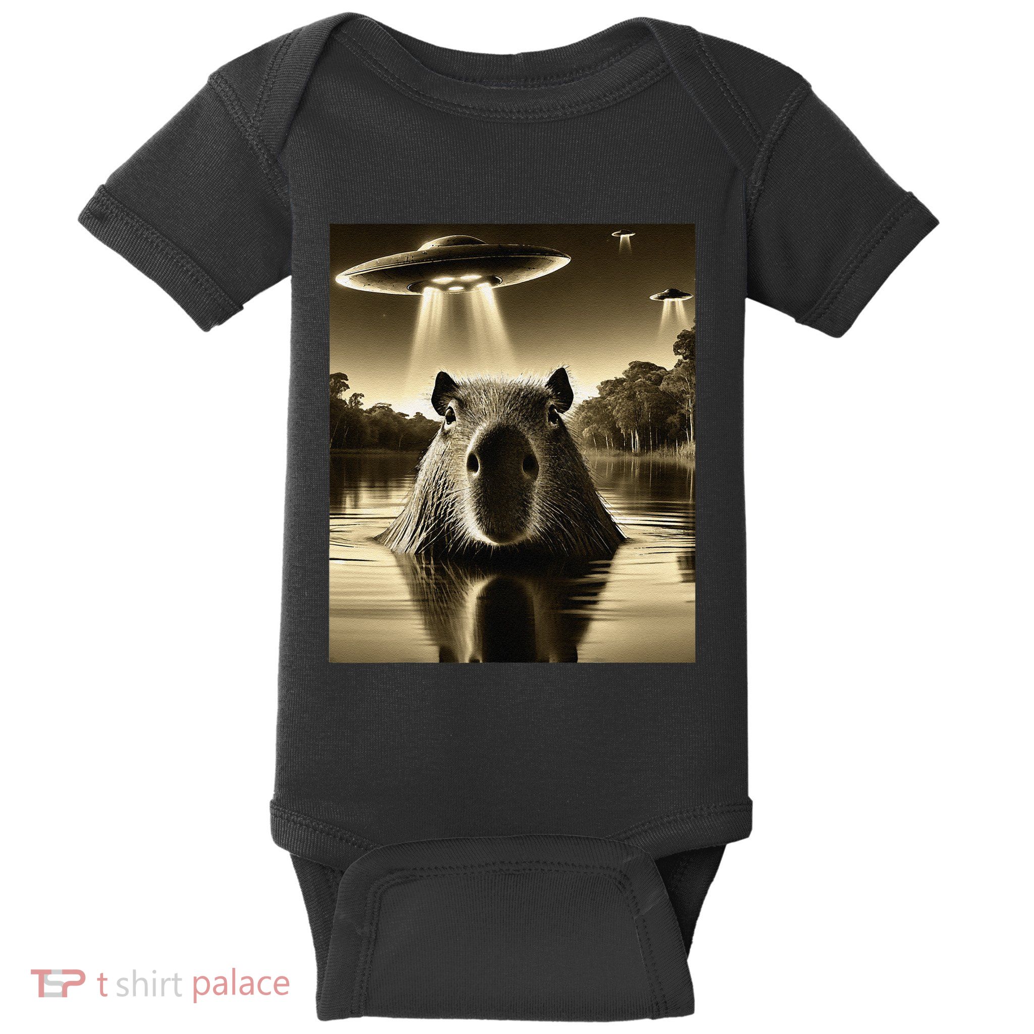 Funny Graphiccapybara Selfie With Ufos Weird Baby Bodysuit