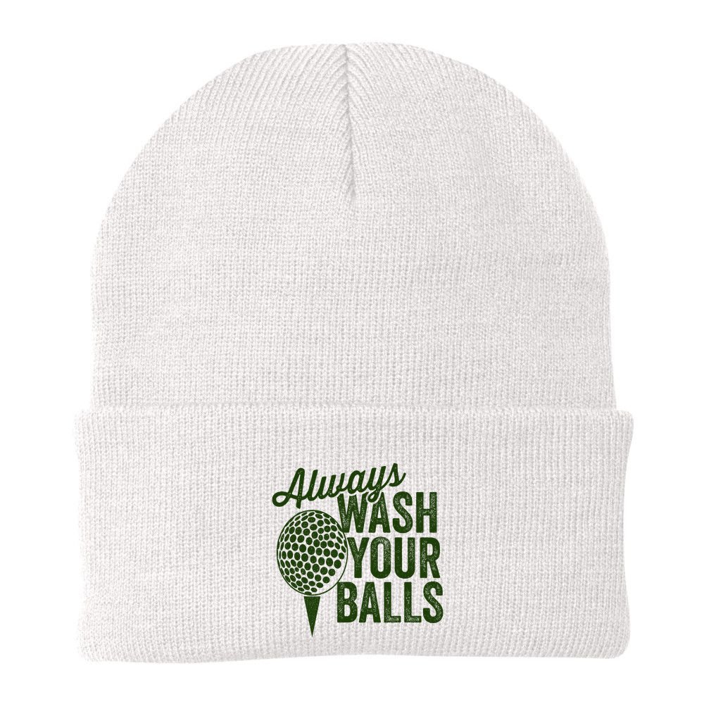 Funny Golf Shirt Always Wash Your Balls Golfing Fathers Day Beanie