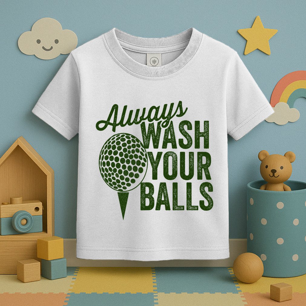Funny Golf Shirt Always Wash Your Balls Golfing Fathers Day Toddler T-Shirt
