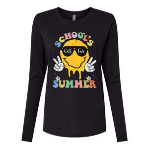 Funny Groovy Schools Out For Summer Graduation Teacher Womens Cotton Relaxed Long Sleeve T-Shirt