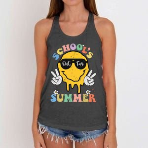 Funny Groovy Schools Out For Summer Graduation Teacher Women's Knotted Racerback Tank