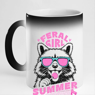 Feral Girl Summer Raccoon Vintage 11oz Black Color Changing Mug