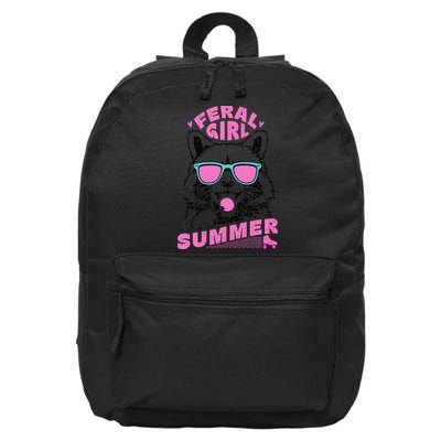 Feral Girl Summer Raccoon Vintage 16 in Basic Backpack