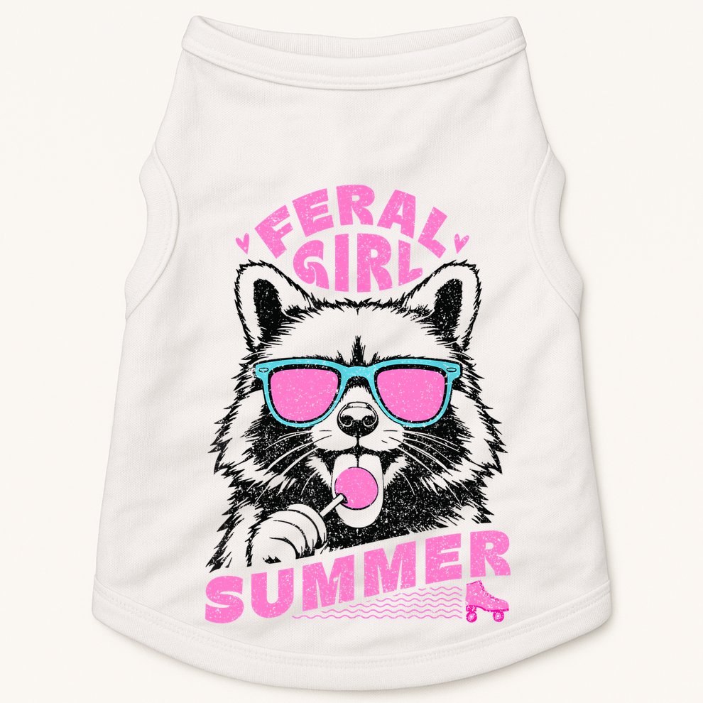 Feral Girl Summer Raccoon Vintage Doggie Tank