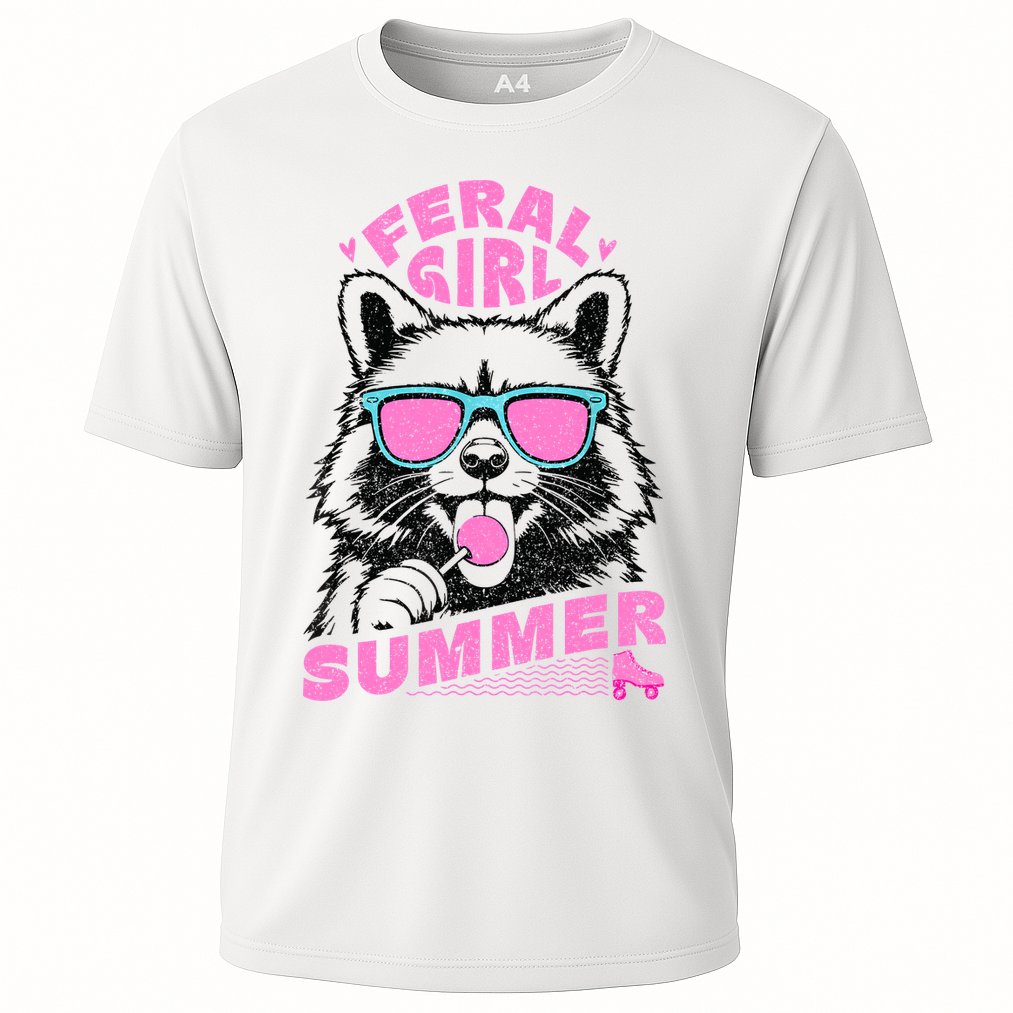 Feral Girl Summer Raccoon Vintage Performance Shirt