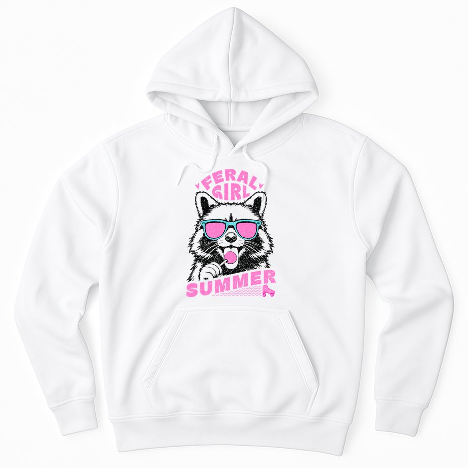 Feral Girl Summer Raccoon Vintage Hoodie