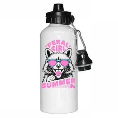 Feral Girl Summer Raccoon Vintage Aluminum Water Bottle