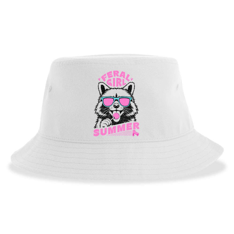 Feral Girl Summer Raccoon Vintage Sustainable Bucket Hat