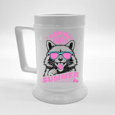 Feral Girl Summer Raccoon Vintage Beer Stein