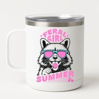 Feral Girl Summer Raccoon Vintage 12 oz Stainless Steel Tumbler Cup