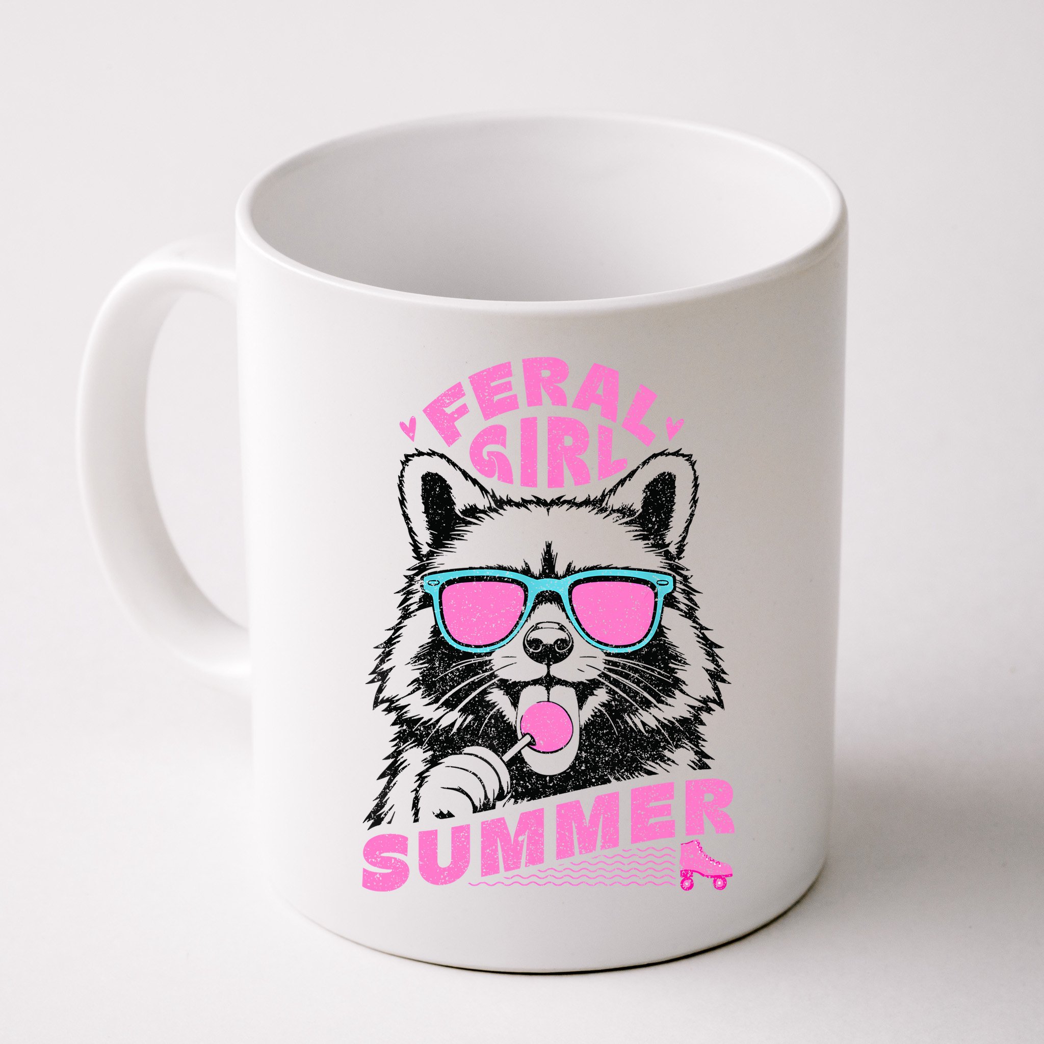 Feral Girl Summer Raccoon Vintage Mug