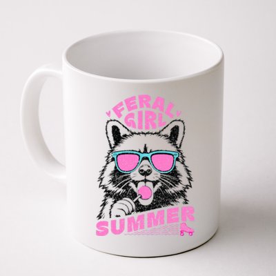 Feral Girl Summer Raccoon Vintage Coffee Mug