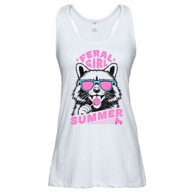 Feral Girl Summer Raccoon Vintage Ladies Essential Flowy Tank