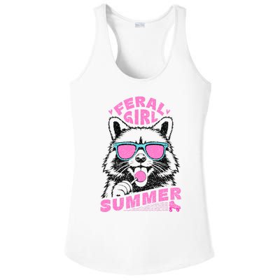 Feral Girl Summer Raccoon Vintage Ladies PosiCharge Competitor Racerback Tank