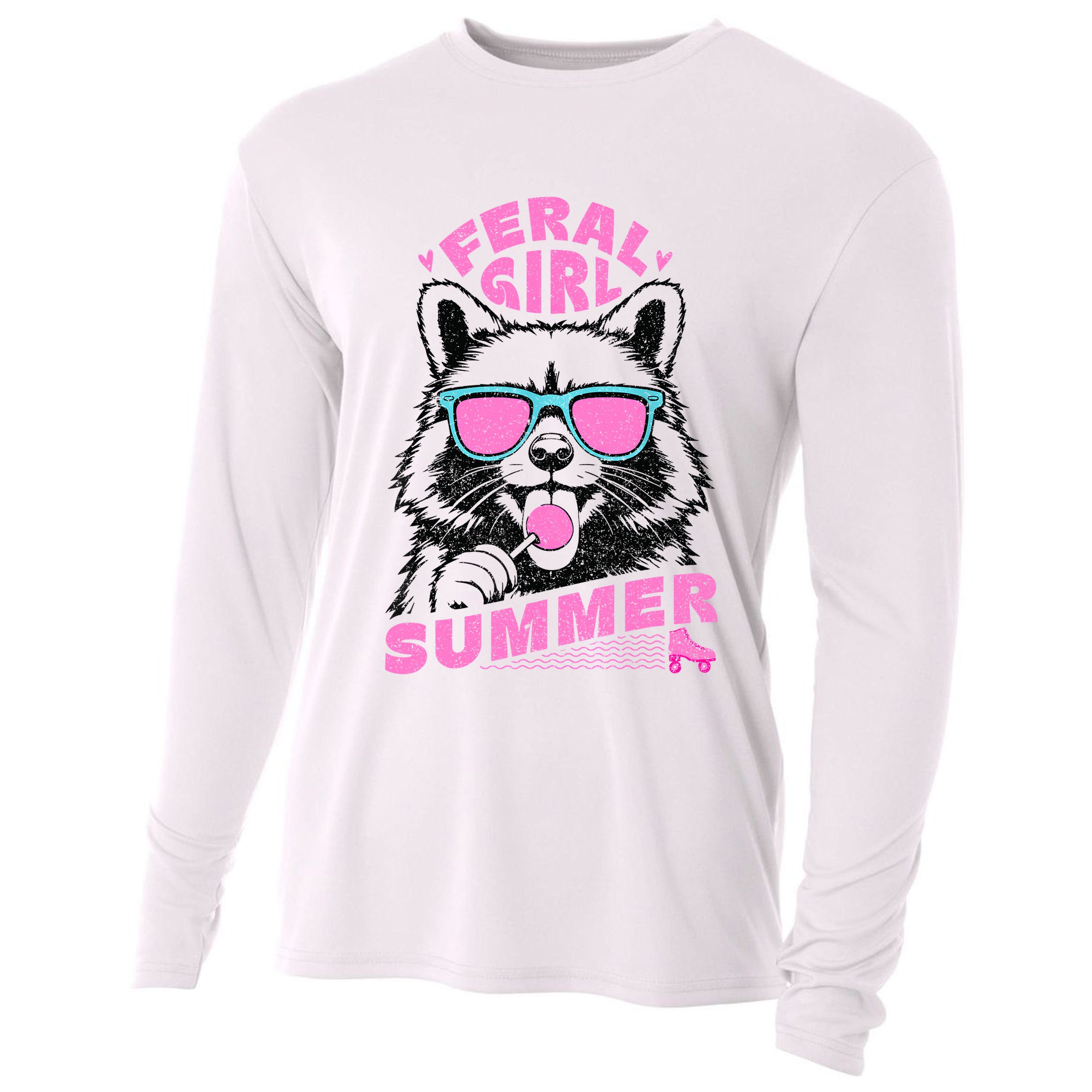 Feral Girl Summer Raccoon Vintage Cooling Performance Long Sleeve Crew