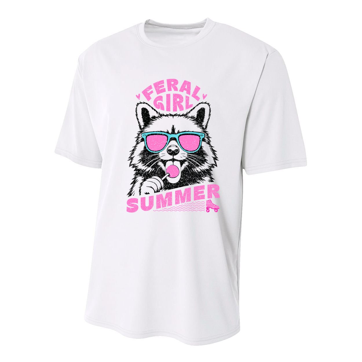 Feral Girl Summer Raccoon Vintage Youth Performance Sprint T-Shirt