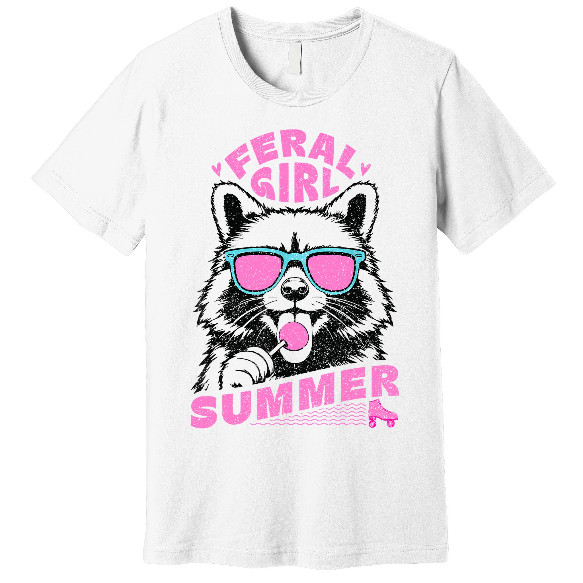 Feral Girl Summer Raccoon Vintage Premium T-Shirt