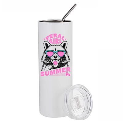 Feral Girl Summer Raccoon Vintage Stainless Steel Tumbler