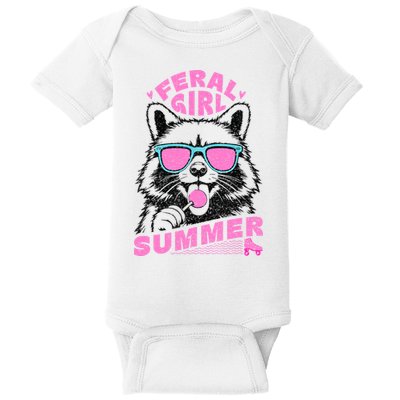 Feral Girl Summer Raccoon Vintage Baby Bodysuit