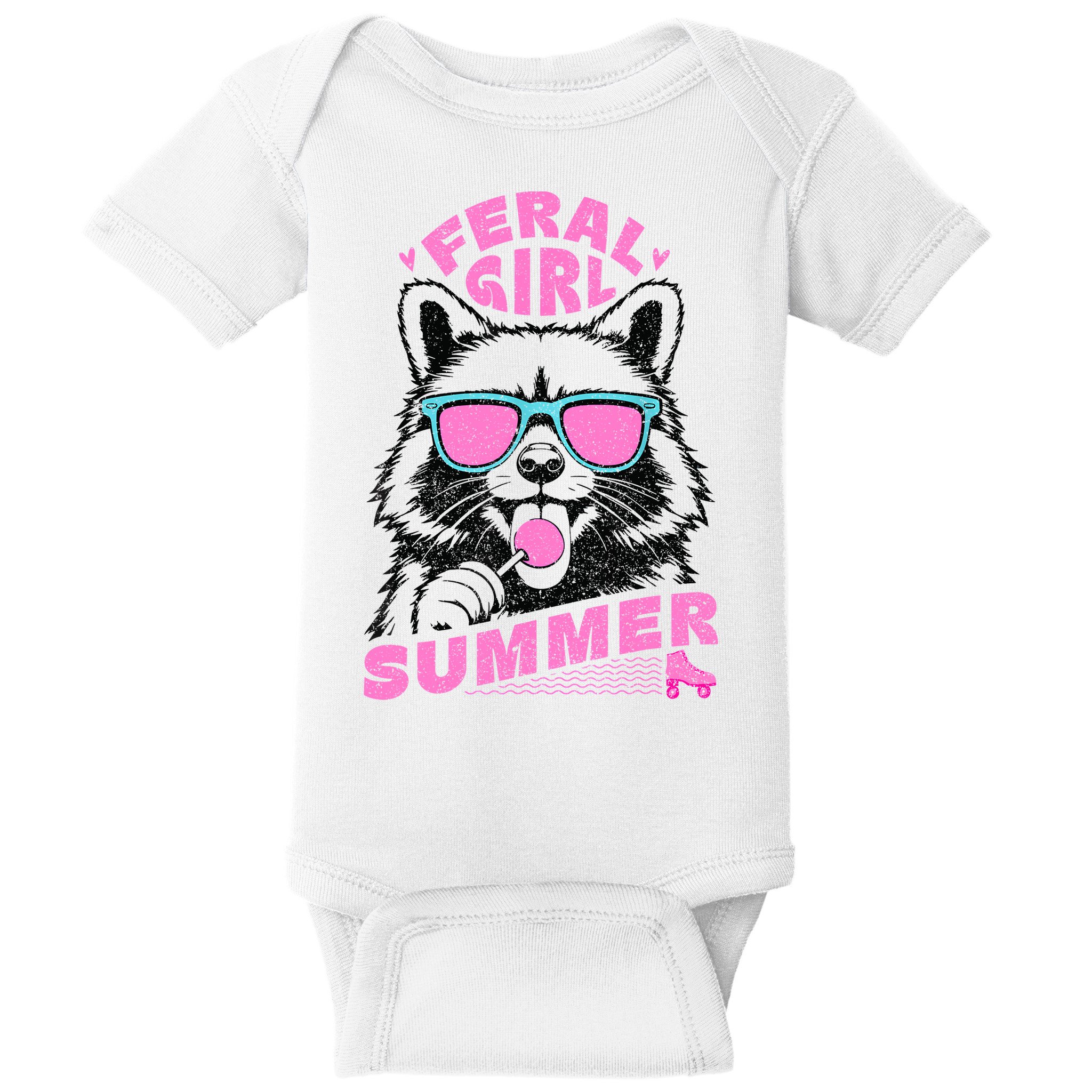 Feral Girl Summer Raccoon Vintage Baby Bodysuit